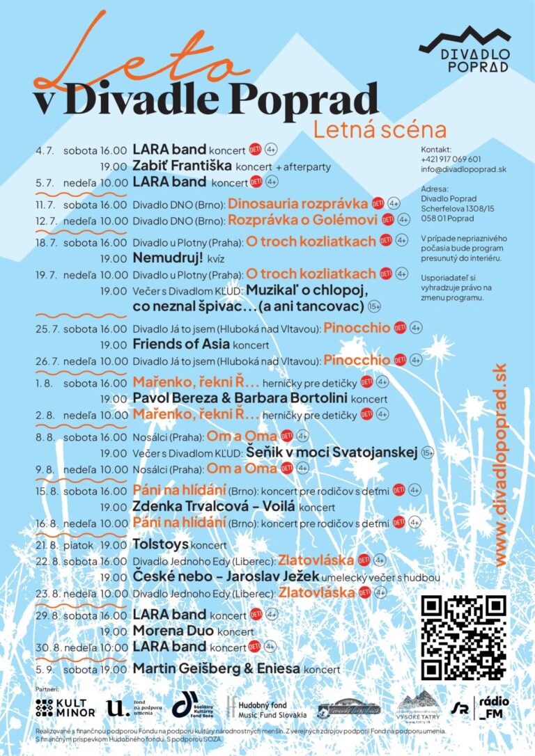 Divadlo Poprad program leto