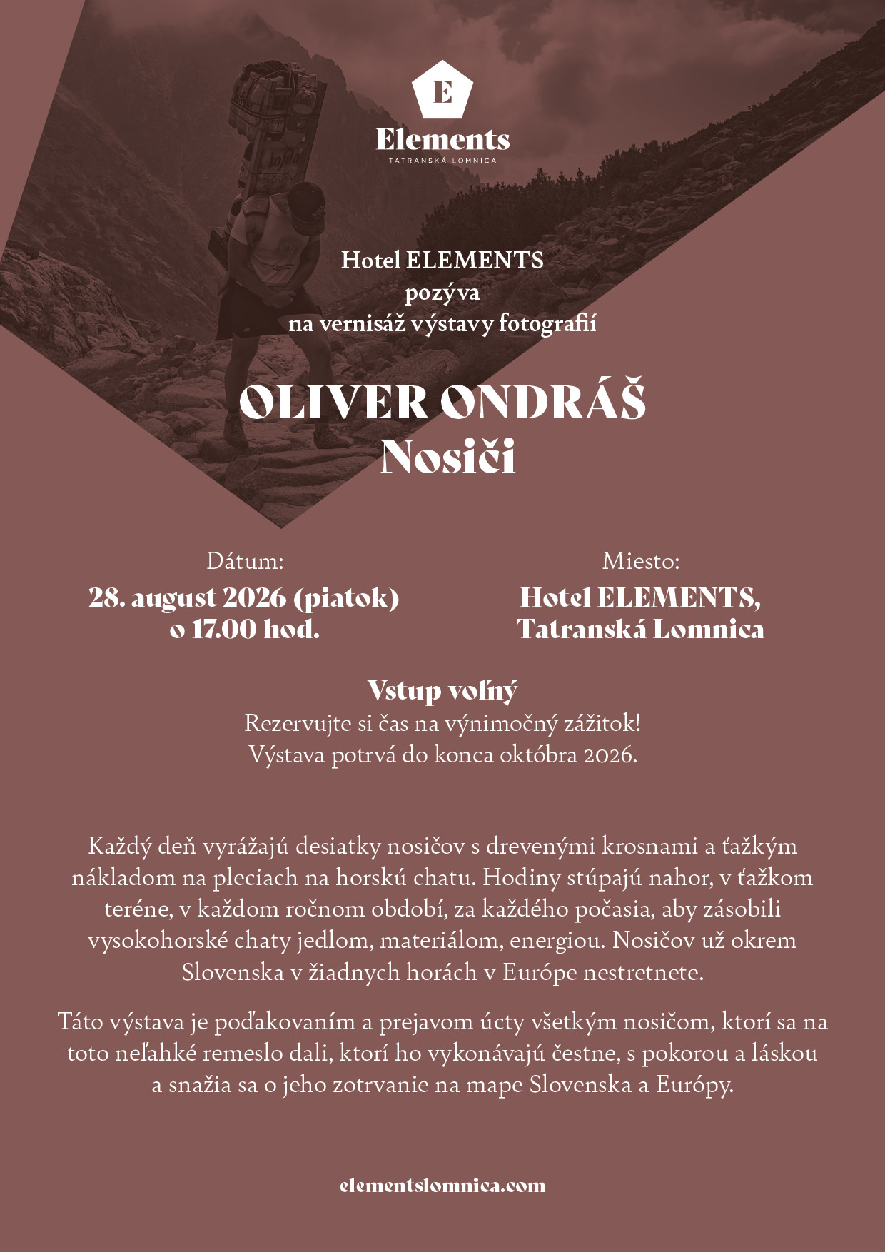 Vernisáž výstavy fotografií | Oliver Ondráš – Nosiči