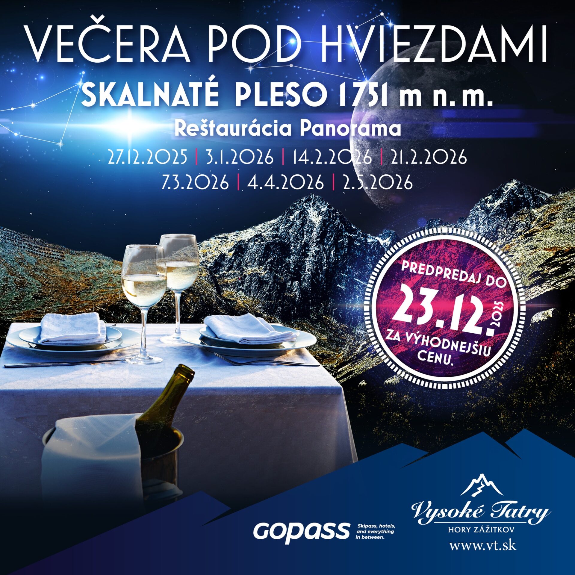 Večera pod hviezdami – Skalnaté Pleso