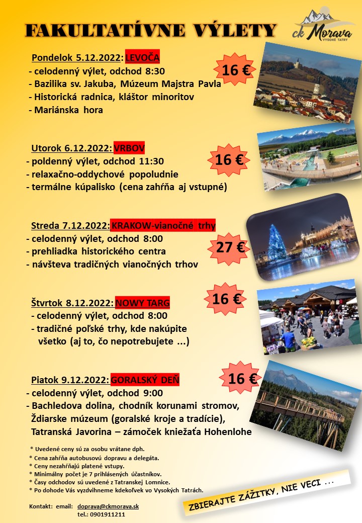 Fakultatívny výlet – LEVOČA