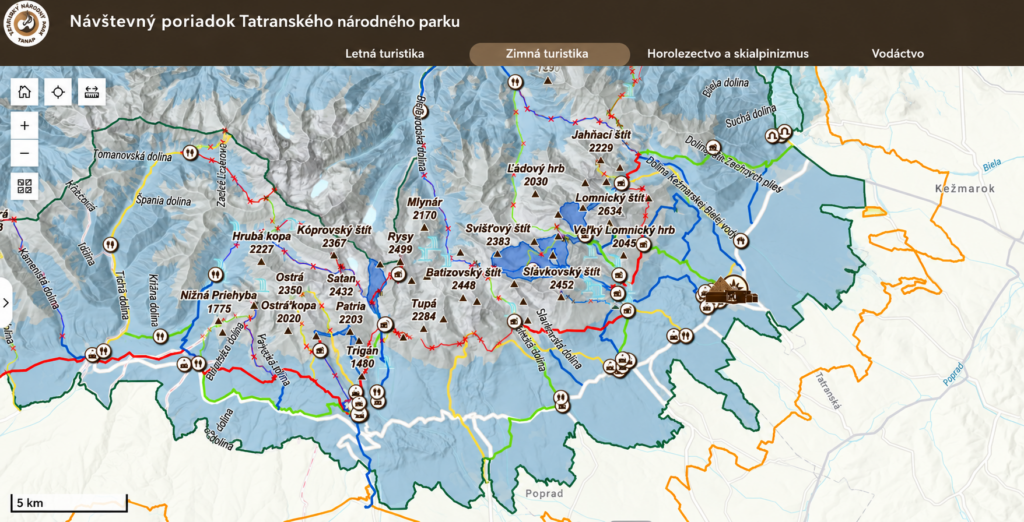 Interaktívna mapa návštevného poriadku TANAP-u